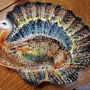 Horchow Vintage Turkey Platter BEAUTIFUL HAND PAINTED/ITALY